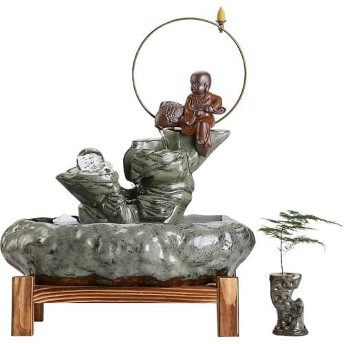 New Chinese Creative Ceramic Water Living Room Decoration Hallway Micro Landscape Home Backflow Incense Decorations
