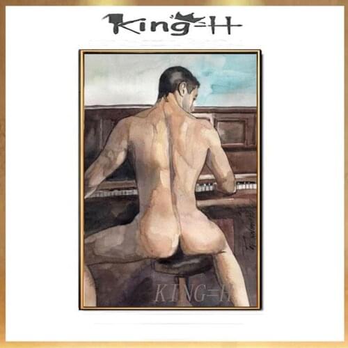 Hand painted character realistic portrait modern nude art sexy handsome boy oil painting art wall art decorative painting