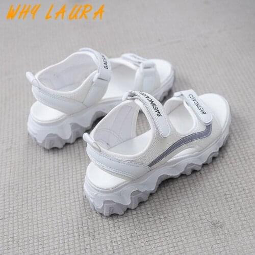 Comfort 2021 Summer Sandals Women Velcro Sneakers Mesh Casual Platform Sneakers Shoes Flat kitten heels Women Cutout Casual