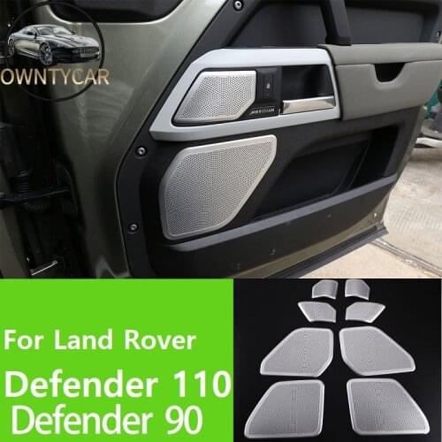 8 PCS Aluminum Alloy Silver For Land Rover Defender 110 130 2020 Car Door Speaker Cover Panel Trim Car Accessories