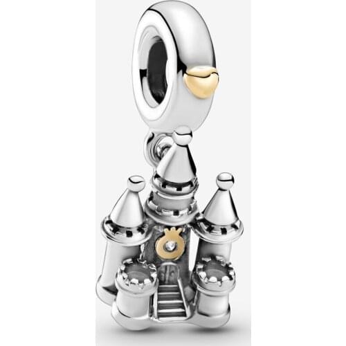 Original 925 sterling silver jewelry accessories castle pendant charm fit bracelet & necklace bead making gift for women jewelry