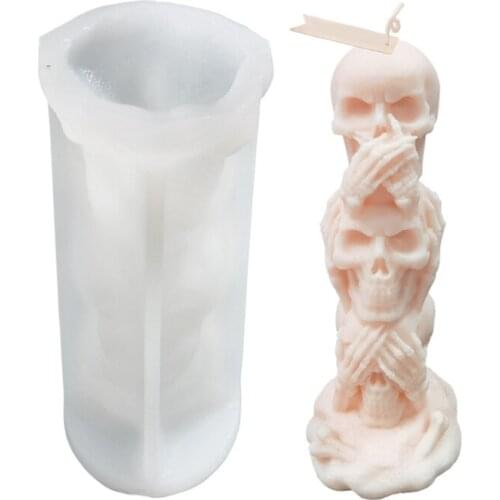 Lastest Large Size3D Skull Silicone Mold Punk Retro Style Chocolate Jelly Molds Resin Artwork Christmas Party Supplies