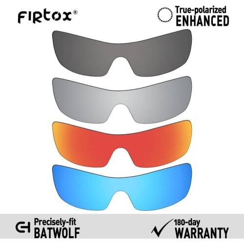 Firtox True UV400 Polarized Lenses Replacement for-Oakley Batwolf OO9101 Sunglasses (Lens Only) - Black+Titanium+Red+Blue