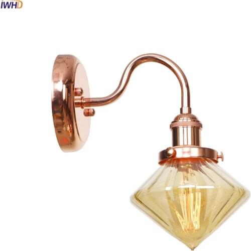 Glass Diamond Wall Lamp LED Rose Golden Wall Light Switch Wandlamp Mirror Light Vintage Bathroom Bedroom Light Home Lighting