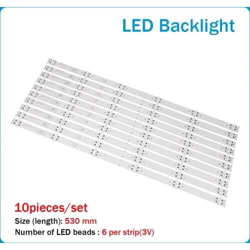10PCS New Original LED Backlight Strip For SONY KD-55XF7003 DRT L_R04_171128 KD-55XF7073 KD-55XF7096 6LED*3V 530mm