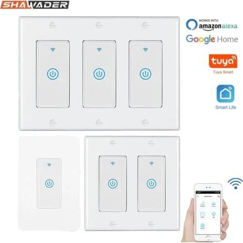 Smart WiFi Light Touch Wall Switch US Interruptor Wireless Electrical Voice Control Remote by Tuya Smartlife Alexa Google Home