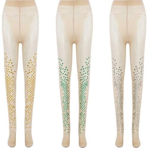 Womens Shining Mermaid Fish Scale Print Pantyhose Leggings Stockings Female Spring Autumn Thin Socks Mermaid Fish Scale Stocking