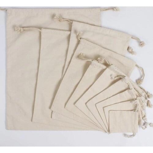 10pcs/lot Large Big Size 17x23, 20x23, 29x39, 39x49cm Heavy 260g Thicken Cotton Canvas Bags Drawstring Pouches Customised Logo