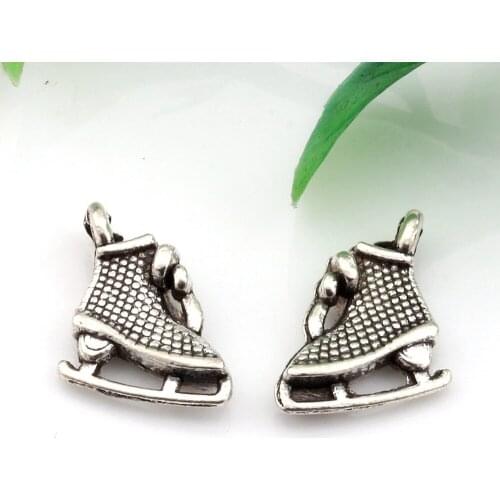 Hot Sale ! 10 pcs Zinc Alloy 3D skates Charms Pendants 11x12mm DIY Jewelry A-069