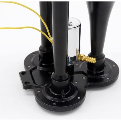 12V 150db Air Horn, Triple Trumpet Air Horn with Electric Solenoid for 12V/24V Vehicles Car Trucks Lorrys Trains Boats, Black