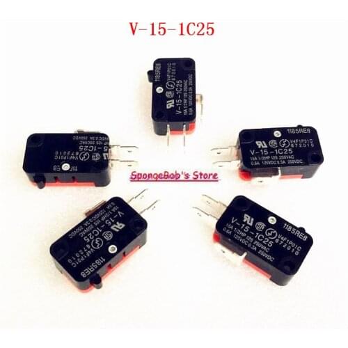 20pcs/Lot V-15-1C25 Micro Switch 15A 250VAC Push Button SPDT 1NO 1NC