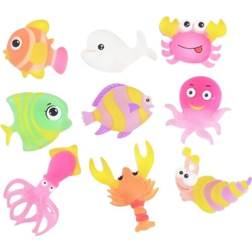 20 Pcs Cartoon Fish Dolphin Crab Marine Series Kawaii Accessories DIY Cabochons For Needlework Scrapbook Decor Kids Hair/Brooch