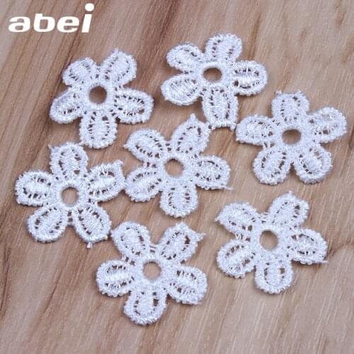 23mm 50pcs Wholesale mini flower appliques lace fabric accessory Wedding Dress Party Skirts Doll Clothing Scrapbook Ornaments