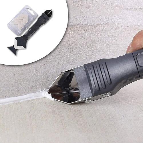 3 in 1 Plastic Hand Metal Scraper Remover Tile Caulking Finishing Tool Sealant Smooth Grout Glass Angled Scraper Seam Shovel Set