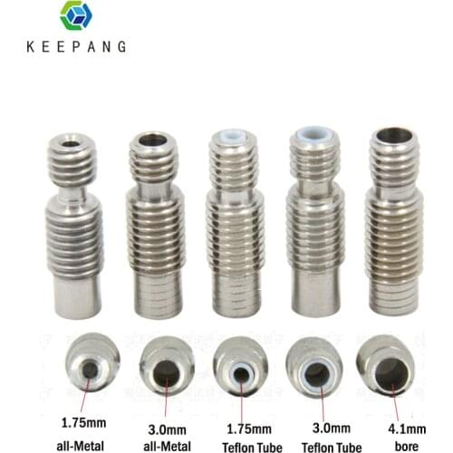 5Pcs Extruder 3D printer E3D V6 Throat HeatBreak Hotend Throat 1.75 or 3.0mm Filament With PTFE All-Metal Feeding Tube Pipes