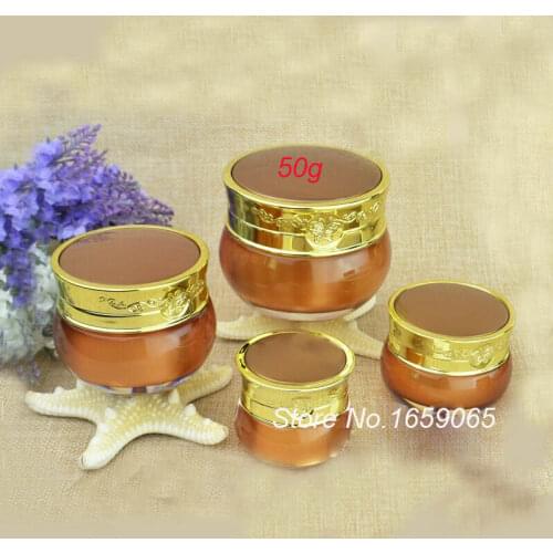 50g ACRYLIC dark gold cream jar with butterfly flower design cream jar Cosmetic Jar Cosmetic Packaging cosmetic jar