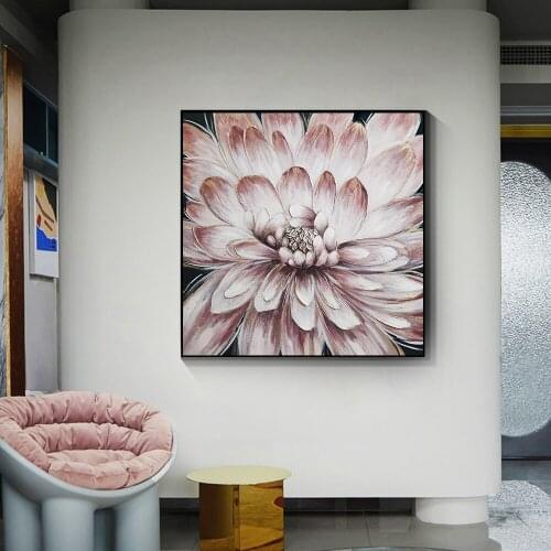 Abstract Textured Pink Flower Oil Painting 100% Hand Painted On Canvas Modern Plant Canvas Wall Art For Living Room Home Decor