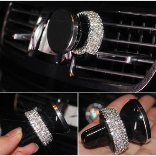 LUNASBORE Luxury Diamond Bling Universal Car Phone Holder Magnetic Air Vent Mount Stand Mobile Phone Holder lady girl Women gift