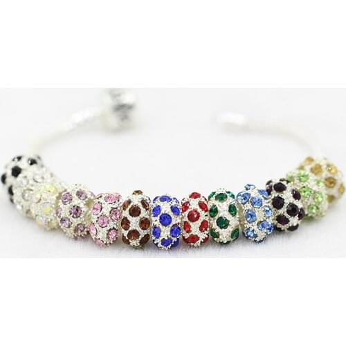 Free Shipping Fashion Jewelry Finding 10pcs/lot 5mm Dia Silver Plated Zinc Alloy Crystal Rhinestone Spacer Beads with Hole H100