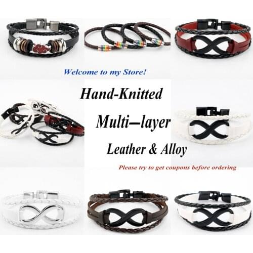 Hand Knitted Bracelet Fashion Leather Alloy Material Vintage Bangles Multi-Layer Leather Bracelet Cute Gifts for Friends Family