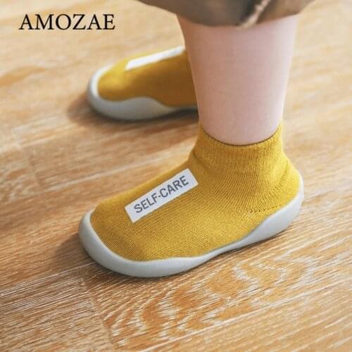 Unisex Baby Shoes Baby Boys Girls First Walkers Toddler Kids Soft Rubber Sole Baby Shoe Knit Booties Anti-slip Shoes