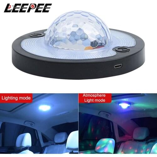 Disco Magic Stage Effect Lights Voice Control Rhythm Atmosphere Light Roof Magnet Ceiling Lamp LED Car Interior Reading Light