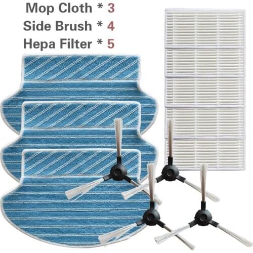 5 pieces hepa filter + 4 side brushes + 3 mops robot vacuum cleaner spare parts Hepa filter for Proscenic 780 tons 790 tons