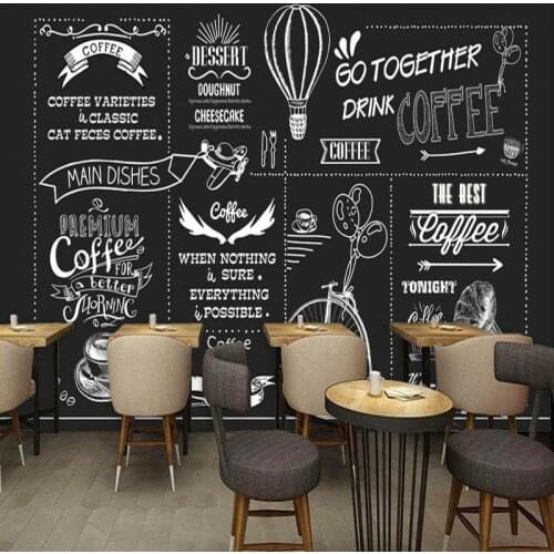 Photo wallpaper European American handmade blackboard coffee shop mural custom high quality living room wallpaper
