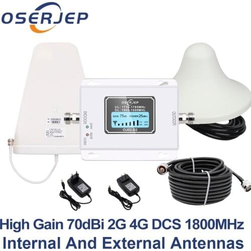 GSM LTE 1800 LCD 70dB 2g 4g Cell Phone Signal Repeater DCS 1800MHz Mobile Amplifier GSM + LPDA /Ceiling Antenna