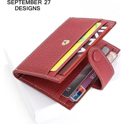 New Fashion Credit Card Holder Genuine Leather Small Wallets Women Casual Mini Purses Female ID Case Cowskin Ladies Money Bag