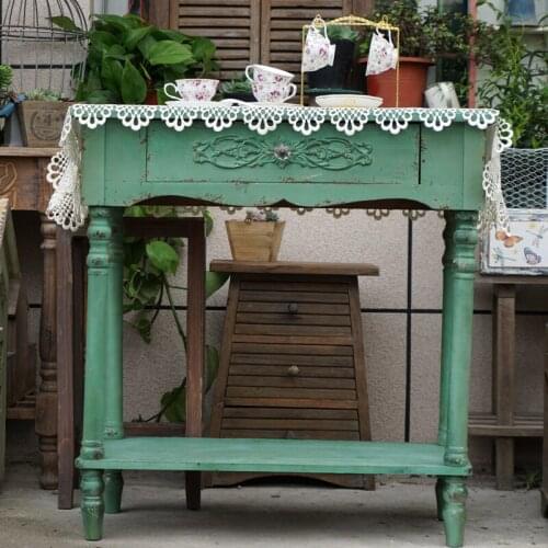 Beautiful handmade small shabby chic vintage solid wooden console table with one drawer