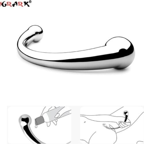 316 Stainless Steel G-Spot Wand Massager Stick Metal Penis Stimulator Anal Plug Dildo Erotic Sex Toys for Women Men 18+ Adults