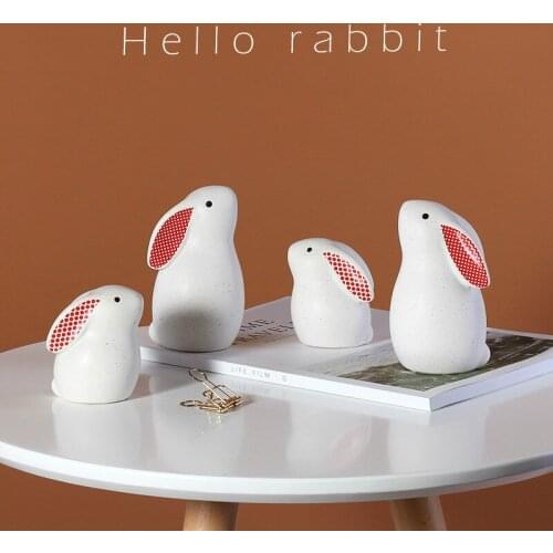 Cute Ins Mini Nordic Ceramic Easter Rabbit Small Decoration Garden Fairy Decoration Home Desktop Decoration Craft Small Gift