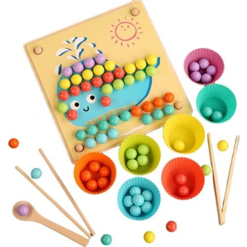 New Baby Math Toys Rainbow Clip Beads Puzzle Montessori Educational Toys Wooden Clip Beads Rainbow Toy Kids Board Games Toys