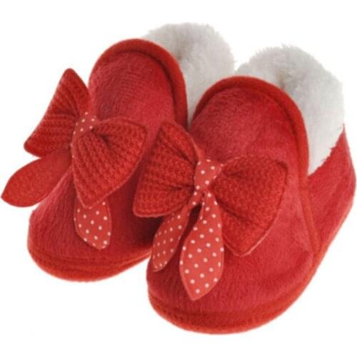Fashion Baby Girl Newborn Cute Solid Bow Pram Crib Shoes Winter Warm Toddler Infant Sneaker Prewalker First Walker Shoes