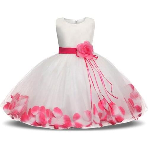 Newborn Baby Girl Christening Gown Tulle Infant Petals Bridal Dresses Toddler Girl First Birthday Party Dresses Baptism Clothes