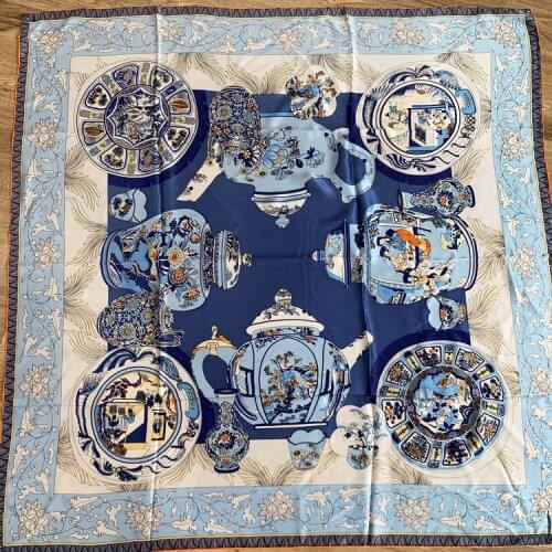 Women Fashion Hijab Scarf Silk Satin Hair Scarfs Kerchief Square Neckerchief Headband Scarves For Ladies 110cm Handrolled Edges