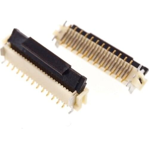 10pcs FFC FPC connector 0.50 mm 24 Pin Vertical PCB Mount SMD Cross Part FH12-24S-0.5SV Header ZIF Sockets Gold plated Contact