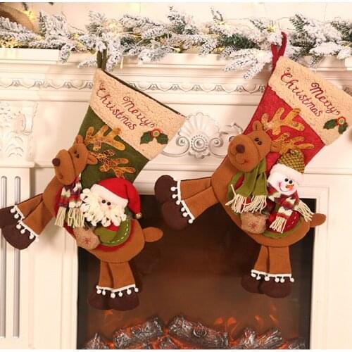 Christmas New Christmas Socks Gift Bag Christmas Decoration Supplies Christmas Elk Socks Gift Candy Socks