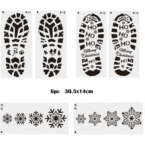 Christmas Footprints Hollow Template Santa Claus Shoe Print DIY Bullet Journal Stencil Scrapbook Album Decoration Cake template