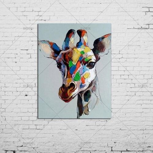 Hand Painted Child Deer Animals Oil Painting Hang Paintings 100% Handmade Modern Impression Picture Home Decor Canvas Paintings