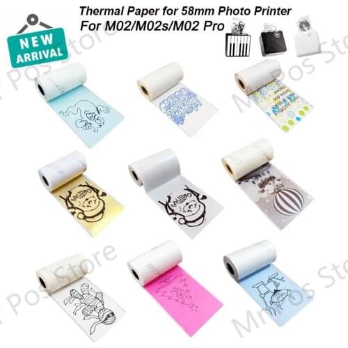 Self-Adhesive 57mm Thermal Paper Printable Sticker Label Papers for M02/M02S/M02Pro Pocket Printer for iphone Photo Paper