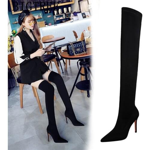 Thigh High Boots Long Boots Women Black Sexy Boots Fashion Female+shoes Chaussures Femmes Automne Hiver Laarzen Dames Zapatos