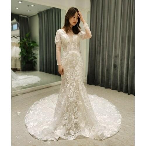 AmL8377 wedding dress celebrity long sleeve vintage simple civil mermaid Corset gown party perfect online shop guest prestigiou
