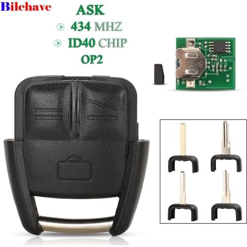 Bilchave 3 Button Smart Remote Car Key ASK 434Mhz ID40 Chip OP2 Fob For Opel Omega Vectra B 2000-2003 Uncut Blade Replacement