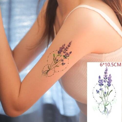 Waterproof Temporary Tattoo Sticker ins Lavender bouquet sexy Flash Tatoo Fake Tatto for Woman Men