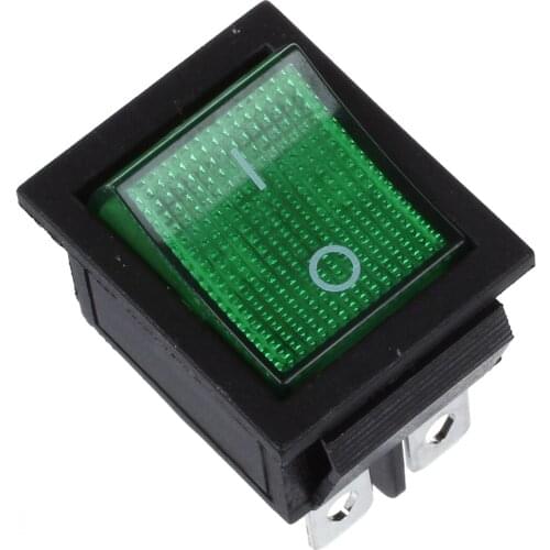 Top quality Green Light 4 Pin DPST ON/OFF Snap in Boat Rocker Switch 16A/250V 15A/125V AC