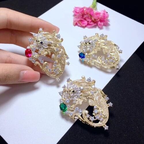 Jewelry findings & components 925 sterling silver with cubic zircon Leo clasp and brooch double use 12 constellation fashion