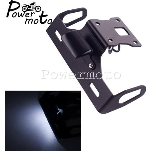 Motorcycle CNC Tail Brake Adjustable License Plate Bracket Fold Taillight Mount Holder w/ LED Light For KAWASAKI Z125 2015-2018