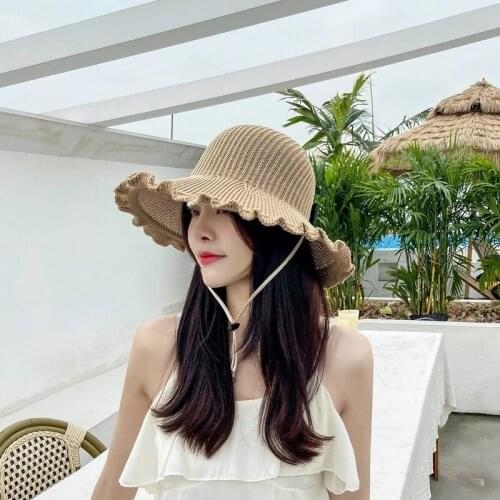 Women Summer Hat Visor Sun Hat Beach Women Summer Hat High Quality UV Protect Travel Cap Lady Wave Edge Cap Female